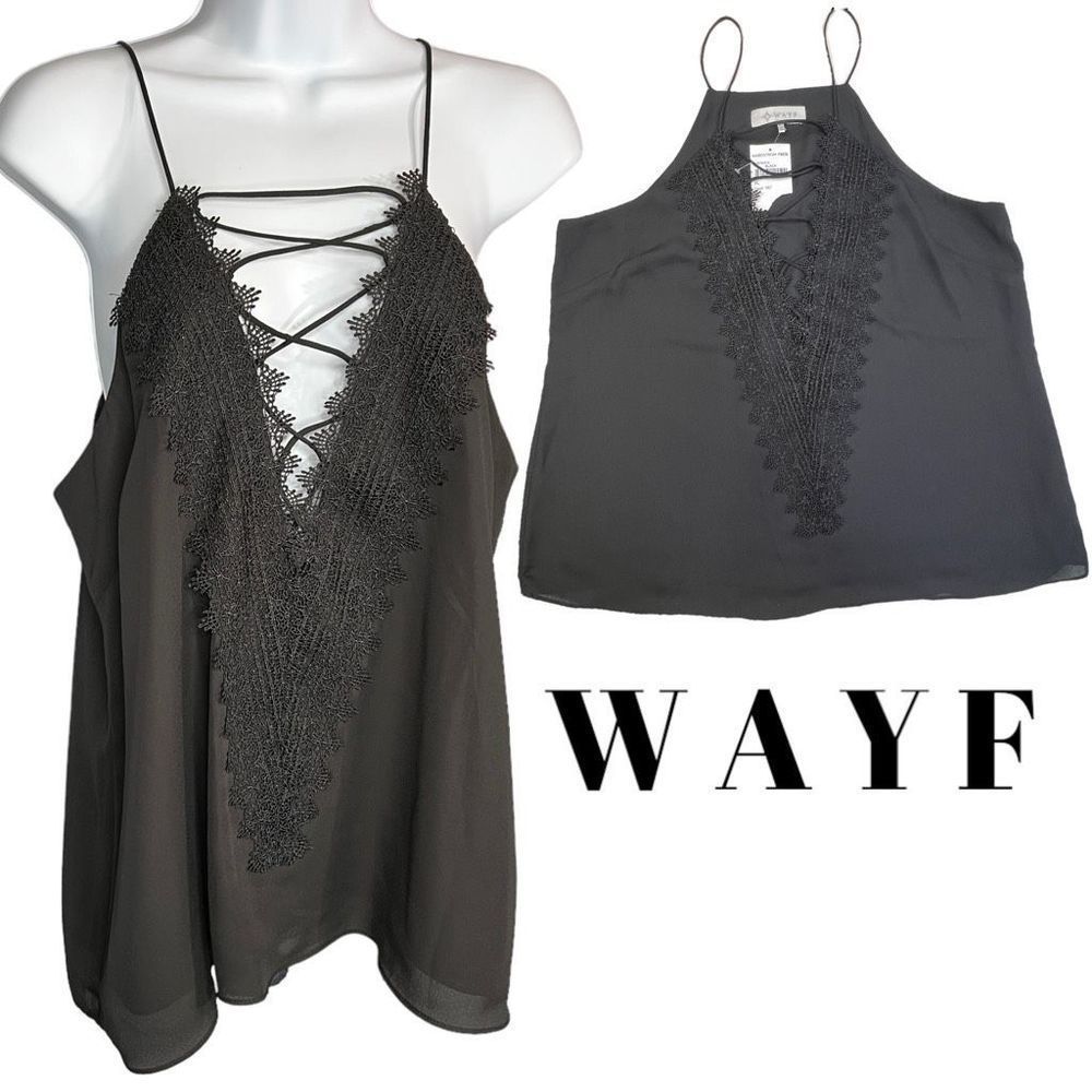 Nordstrom Wayf Black Tank WAYF XL NEW Spaghetti Strap